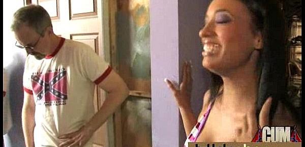  Ebony girl gang banged and covered in cum 1